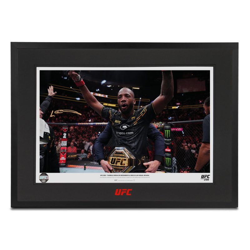 Leon Edwards Signed Print 600x400mm UFC 296 Belt Celebration 1