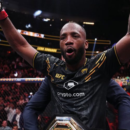 Leon Edwards Signed Print 600x400mm UFC 296 Belt Celebration 5