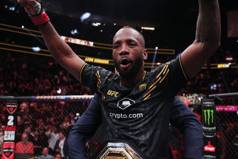 Leon Edwards Signed Print 600x400mm UFC 296 Belt Celebration 5